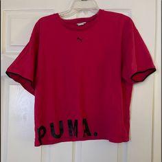 Never Worn Puma Hot Pink Oversized Size Large So Cute! Crossposted Sporty Puma Logo Tops For Streetwear, Sporty Puma Logo Crew Neck Top, Sporty Crew Neck Top With Puma Logo, Puma Graphic Tee With Crew Neck, Sports Crew Neck Top With Puma Logo, Puma Logo Graphic Tee With Crew Neck, Crew Neck Sports Top With Puma Logo, Puma Logo Crew Neck Sports Top, Puma Graphic Tee With Short Sleeves