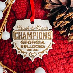 a christmas ornament that reads back to back champion's georgia bulldogs