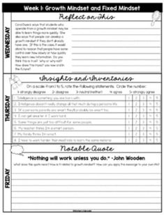 the worksheet for teaching about growth and fixed minds, with text on it