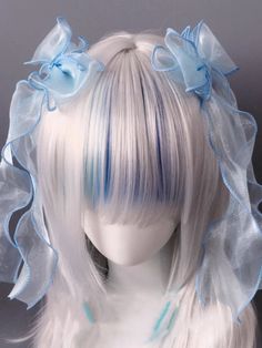 The hairclip is in the shape of a bow and comes in two colors, one blue and the other black. Paired with double lace and netting, this hairpin is perfect for Halloween outings.  This price is for a pair of hairclips only. Blue Harajuku Costume Accessories For Party, Vkei Hair Accessories, Pastel Goth Hair Accessories, Kawaii Blue Hair Accessories, Male Steampunk, Harajuku Style Bow Hair Accessories, Steampunk Fashion Female, Gothic Vintage, Steampunk Fashion Male