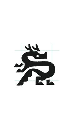 a black and white image of a dragon with an arrow in it's mouth