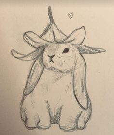 a drawing of a rabbit wearing a hat