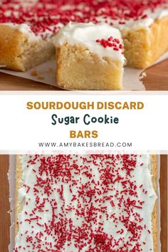 It doesn't get easier than this! These sugar cookie bars are quick and easy to make, plus you don't even have to cut them out until they are baked and frosted! Sourdough Cobbler, Quick And Easy Baking Recipes, Christmas Sourdough, Sourdough Dessert Recipes, Sourdough Brownies, Sourdough Dessert, Sourdough Stuffing, Easy Sourdough Recipes, Beginner Sourdough