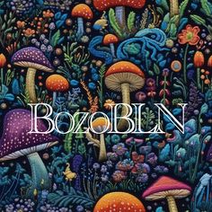 the cover of bozoblin magazine, featuring colorful mushrooms and other wildflowers