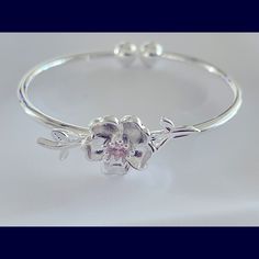 As Shown In Photos Light Pink Rose On A Silver Bracelet Brand New Feminine Silver Flower Jewelry, Silver Bracelet With Rose Design For Gift, Silver Bracelets With Rose Design For Gift, Elegant Silver Bracelets With Rose Design, Elegant Silver Bracelet With Rose Design, Bracelets Silver Rose, Delicate Silver Flower Bracelets, Delicate Silver Flower Bracelet, Elegant Adjustable Pink Sterling Silver Bracelet