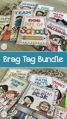 the brag tag bundle is filled with pictures and words to help students learn how to use