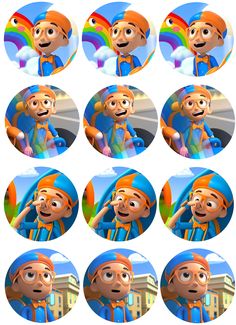 cartoon character stickers with different facial expressions