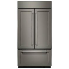 a large stainless steel refrigerator freezer with two doors and drawers on both sides,