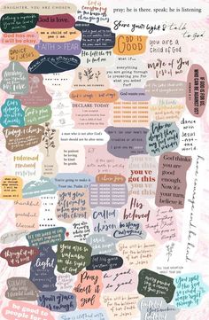 a collage of different types of words and phrases on pink paper with black ink