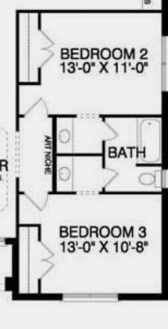 the floor plan for a two bedroom apartment with an attached bathroom and living room area