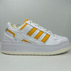 - Adidas - Brand New Condition - Women's - Size 8.5 - Yellow/White This Pair Is Brand New In Original Box. Shoes In Photos Is The Exact Pair You Are Purchasing. Your Satisfaction Is Very Much Appreciated, Please Reach Out Is You Have Any Questions. Final Sale Thank You For Your Purchase. Yellow Adidas Lace-up Sneakers, Adidas White Platform Sneakers With Boost Midsole, Yellow High-top Platform Sneakers, Yellow Adidas Sporty Sneakers, Adidas Sporty Yellow Sneakers, Yellow Custom Sneakers With Translucent Outsole For Sports, Adidas Yellow Leather Sneakers, Yellow Adidas Sneakers Sporty Style, Yellow High-top Custom Sneakers With Translucent Outsole