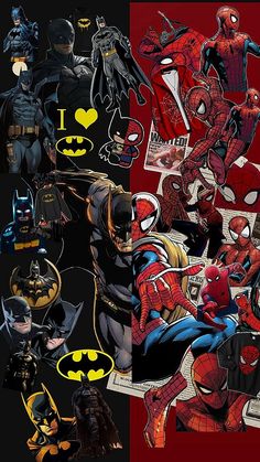 various images of batman and spider - man in different poses