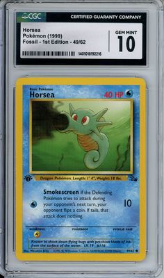 the pokemon trading card features a green and yellow dragon on it's back side