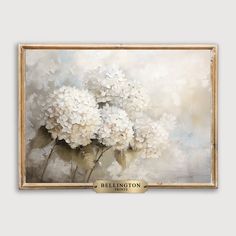 a painting with white flowers on it