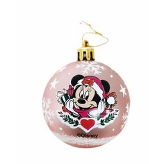 a pink ornament with minnie mouse on it