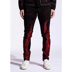 * Embellish Nyc Men's Jean * Red Embroidered Details * Skinny Fit * Stretch Fabric * 98% Cotton, 2% Spandex * 32" Inseam * Mpn Embf221-100 * Msrp $145 Red Jeans, Red Fits, Embroidered Details, Zara Man, Distressed Black Jeans, American Eagle Jeans, Athletic Fits, Black Skinnies, Colored Jeans