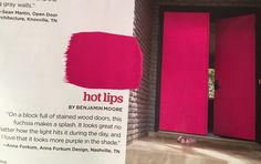 an advertisement for the brand hot lips with pink paint on it's front door