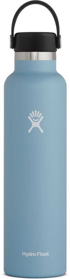 the hydro flask water bottle is shown in light blue