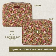 the quilted country patchwork pattern is shown with instructions to make it look like they are