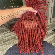 Beginner Locs Hairstyles For Women, Xs Locs, Red Locs Black Women, Full Locs, Half Dyed Locs, Twist Inspiration, Female Loc Styles, Locs Color Ideas Black Women, Female Locs