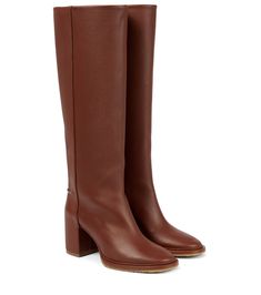 Edith leather knee-high boots Chloe Edith Boots, Chloe Boots, Mid Heel Boots, Chloe Shoes, Knee High Leather Boots, Online Shopping For Women, Footwear Design Women, Brown Leather Boots, Designer Boots