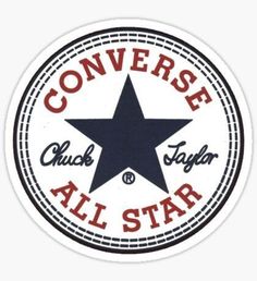 the converse all star logo is shown in red, white and blue on a circular sticker