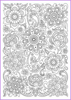 an intricate coloring page with flowers and swirls