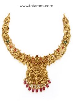 22 Karat Gold "Lakshmi - Peacock" Necklace with Corals, Color Stones, Japanese Culture Pearls, Beads & Pearls (Temple Jewellery)

Enhance Your Beauty with Our Exquisite 22 Karat Gold "Lakshmi - Peacock" Necklace    Indulge in the elegance of Indian craftsmanship with our stunning 22 Karat Gold "Lakshmi - Peacock" Necklace. Adorned with vibrant corals, color stones, Japanese Culture Pearls, beads, and pearls, this temple jewelry piece is a true masterpiece that will elevate your Traditional Kundan Temple Necklace, Luxury, Luxury Gold Plated Temple Necklace For Diwali, Traditional Gold Kundan Necklace, Luxury Temple Necklace With Meenakari For Festive Occasion, Luxury Kundan Necklace For Puja And Festivals, Luxury Chandbali Temple Necklace For Festivals, Luxury Festive Meenakari Temple Necklace, Luxury Gold-plated Kundan Necklace For Festivals, Cheap Temple Jewelry Necklaces For Diwali