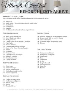 the ultimate checklist before guest's arrive is shown in this printable list