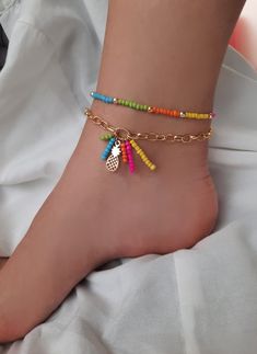 Jewerly Handmade Beaded Anklets Diy, Bead Anklets, Anklets Jewelry, Ankle Bracelets Diy, Anklet Designs, Beaded Anklet, Ankle Jewelry, Gold Anklet