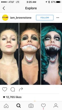 Hallowen Schminke, Holloween Makeup, Creepy Halloween Makeup, Halloween Makeup Diy, Halloween Makeup Pretty, Cool Halloween Makeup, Halloween Eye Makeup, Amazing Halloween Makeup