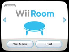 the wii room menu is shown with an image of a round table and two arrows pointing to