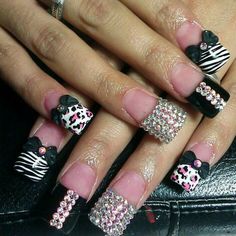 90s Nails, J Nails, Rock Nails, Different Types Of Nails, Goth Nails, French Tip Acrylic Nails, Really Cute Nails