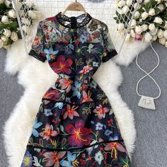 This Dress is fashionable for every occasion. the dress is made-to-order by professional tailors. You can choose from 50 colors, Regular sizes 2 to 16 and plus sizes 14w to 26W. Custom size is also available.. The product details: Age: Ages 25-35 Years Old, Closure Type: zipper, Decoration: Embroidery, Dresses Length: Knee-Length, Elasticity: Non Strech, Fabric Type: Organza, Fit Type: Slim Fit, Gender: Women, Material: Polyester,Acrylic, Material Composition: Synthetic fiber, Neckline: O-Neck, Floral Embroidery Short Sleeve Midi Dress For Party, Multicolor A-line Dress With Floral Embroidery, Short Sleeve Party Dress With Floral Embroidery, Short Sleeve Floral Embroidered Party Dress, Fitted A-line Floral Dress With Embroidery, Short Sleeve Floral Embroidery Party Dress, Party Dresses With Floral Applique And Short Sleeves, Multicolor Short Sleeve Floral Party Dress, Fitted Floral Dress With Short Sleeves