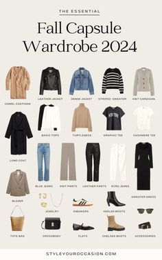 Create an effortless fall capsule wardrobe 2023 with these fall wardrobe essentials. Get classic capsule wardrobe inspiration plus tons of casual fall outfits for women that work for the mom, the minimalist, and the socialite who loves going out. Find a perfect mix of comfy, French flair, neutrals, leggings, denim, and versatile closet staples! Fall Outfits Women Minimalist, Simple Fall Capsule Wardrobe, Two Week Capsule Wardrobe Fall, Transitional Capsule Wardrobe, Work Outfit Staples, Women’s Fall Wardrobe Capsule, Autumn Outfit Inspo Aesthetic Casual, Neutral Capsule Wardrobe Minimal Chic, Fall 24 Capsule Wardrobe