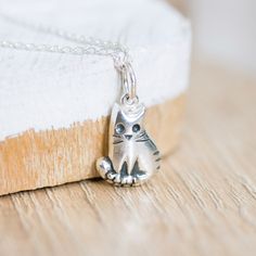 Thank you for visiting my store, you are looking at little cat pendant of silver. Cute cat made of sterling silver. The little cat is 14 мм/0,55 inches tall and 10 мм/0,39 inches wide. Purchase will arrive to you with a black cotton thread. You can order the pendant with a cable chain. And you can choose the length of the chain by yourself to make this set perfect. Lovely pendant could be nice gift for someone special. Chain option: 40 cm / 16 inches, 45cm / 18 inches, 50cm / 20 inches  or 55cm Cheap Silver Cat Design Charm Necklace, Cat Necklace Silver, Kitty Necklace, Necklace Cat, Sparkly Necklace, Tiny Kitten, Sterling Silver Cat, Silver Cat, Cat Pendants