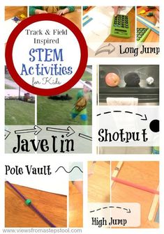 5 Olympic Track & Field STEM Activities - From Views From a Step Stool :: @kchiavarone :: | TSS Photography Preschool Olympics, Olympic Games For Kids, Olympic Idea, Track And Field Events, Olympic Track And Field, Stem Activities For Kids, Olympics Activities, Olympic Theme, Olympic Party