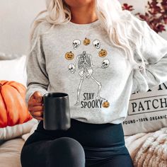 Spooky Season Sweatshirt, Crewneck Sweatshirt, Spooky Sweatshirt, Halloween, Ghost, Black, PSL, Pumpkin Fall, Cute and Scary, Autumn Shirt Ghost Crewneck, Ghost Sweater, Floral Halloween, Cricut Hacks, Boho Halloween, Halloween Crewneck, December 24th