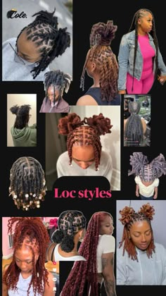 Natural Locs Hairstyles, Styles Over Locs, Lox Styles, Girl Locs, Black Locs, Natural Hair Maintenance, Hair Braiding Salon