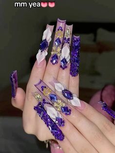 Buchona Nails, Victoria Sanchez, Acrylic Nail Designs Classy, Super Cute Nails, Long Acrylic Nail Designs, Purple Acrylic