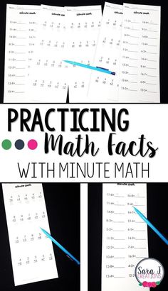 two sheets of practice paper with the words practicing math tasks on them and an image of a