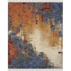 an orange and blue area rug