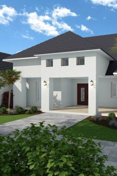 Front facade of a mediterranean-style house. Mediterranean Style Homes, Conceptual Design, Mediterranean Style, 3d Render