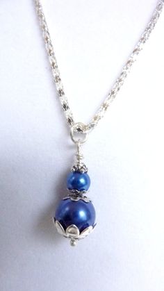 Royal blue necklace Wedding Bridesmaids Necklace sapphire blue  pearls Blue Necklace With Pearl Charm, Blue Necklaces With Pearl Charm And Round Beads, Elegant Royal Blue Round Bead Necklaces, Elegant Royal Blue Round Beads Necklace, Elegant Blue Beaded Pearl Necklace, Elegant Royal Blue Round Beaded Necklace, Formal Blue Pearl Necklace, Blue Pearl Necklace For Party, Blue Pearl Necklace For Formal Occasions