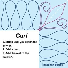 the instructions for how to make an origami style curl with different lines and shapes