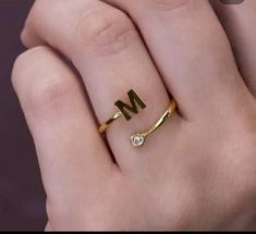 M Customize Jewelry, Letter Rings, Couple Ring Design, Gold Initial Ring, Womens Silver Jewelry, Fancy Jewelry Necklace, Pretty Jewelry Necklaces