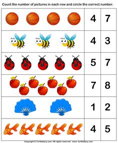 a worksheet with numbers and pictures to help kids learn how to count