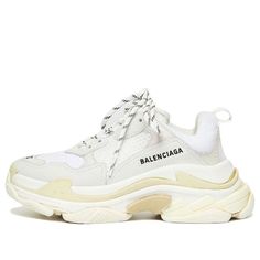 Balenciaga Wmns Triple S Trainer 'White' 524036W09E19000 Neutral Trainers, Jennie Nails, Balenciaga Triple S White, White Chunky Sneakers, Streetwear Culture, The Bold Type, Kpop Clothes, Bold Type, Stylish Mens Fashion