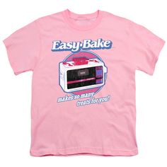 Easy Bake Oven Kids T-Shirt Treats Pink Tee An Easy Bake Oven Kids T-shirt that reads Easy-Bake makes so many treats for you! 100% cotton Officially Licensed Perfect for fans of the working toy oven Machine wash cold with similar colors. Dry low heat Stretch Armstrong, Easy Bake Oven, Easy Bake, Love Boat, Pink Tee, Pink Tshirt, Pink Hoodie, Pink Shirt, Easy Baking