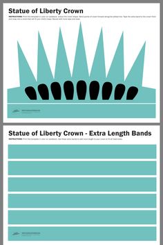 the state of liberty crown is shown in black and white, with blue stripes on it